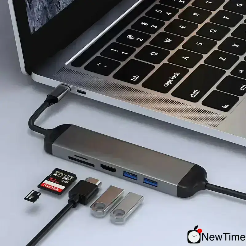 WiWU Alpha A521H 5 in 1 USB-C Hub Gray