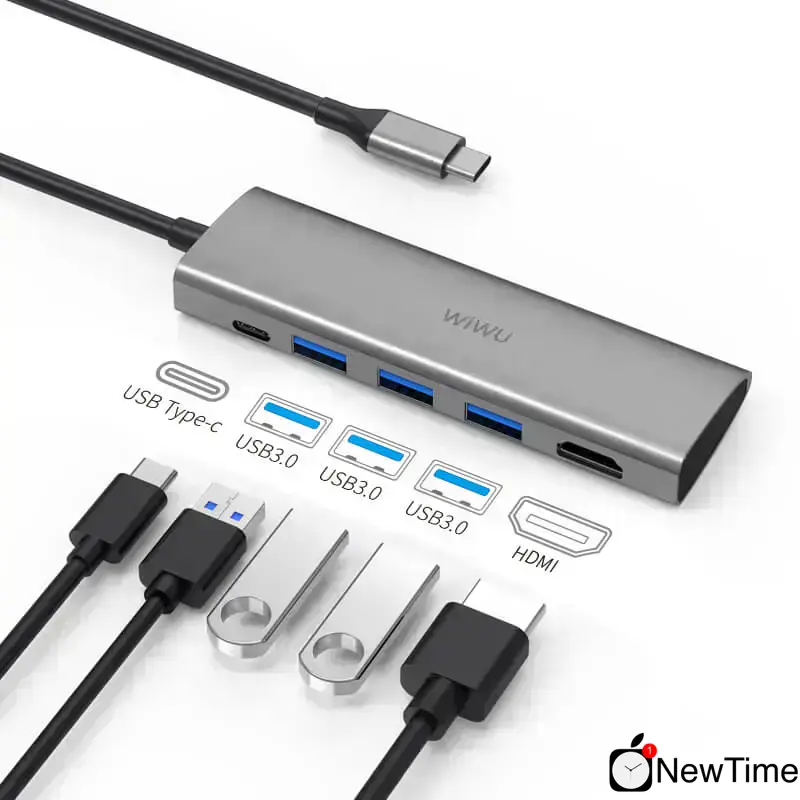 WiWU Alpha A531H 5 in 1 USB-C Hub Gray