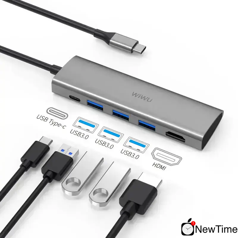 WiWU Alpha A531H 5 in 1 USB-C Hub Gray