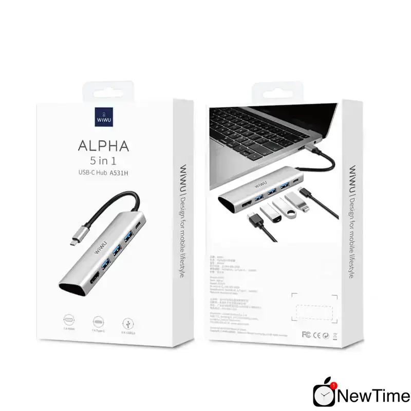 WiWU Alpha A531H 5 in 1 USB-C Hub Gray