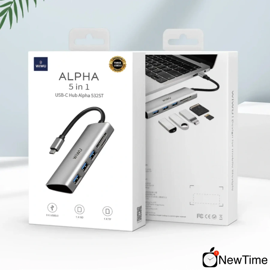 WiWU Alpha A532ST 5 in 1 USB-C Hub Gray