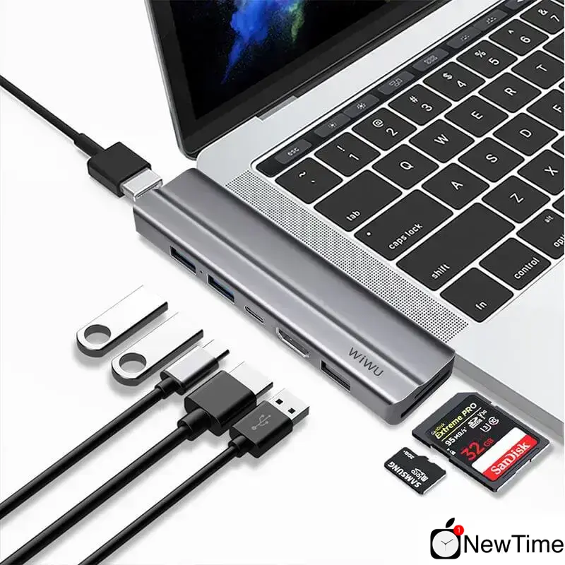 WiWU 8 in 1 USB-C Hub Gray (T9)