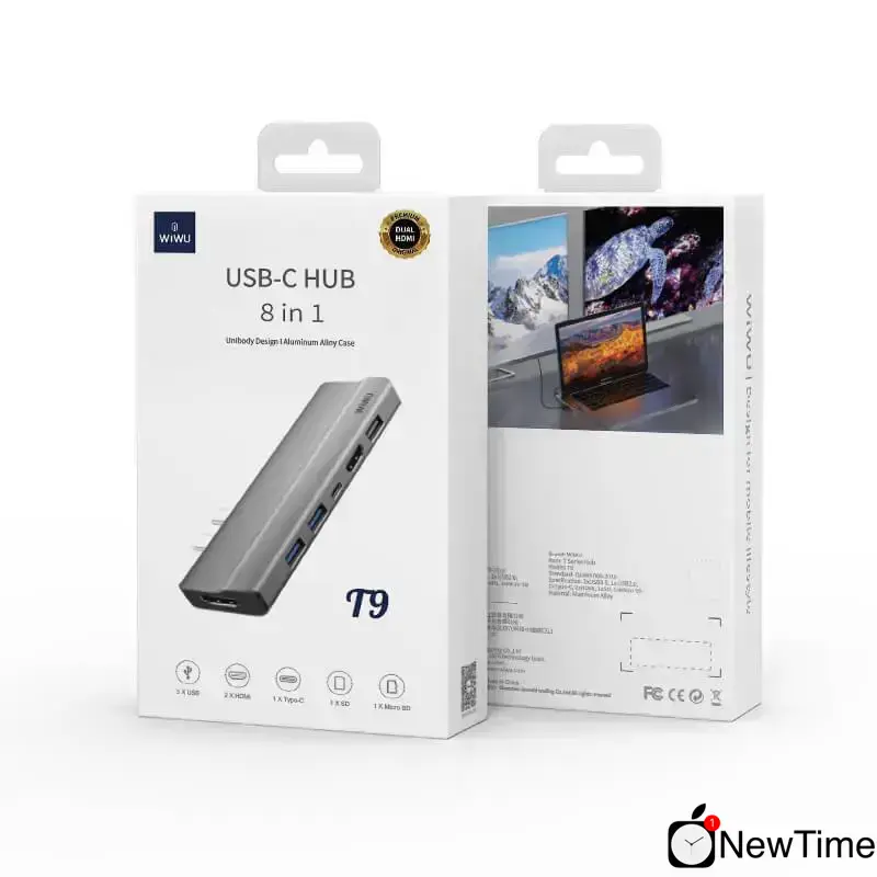 WiWU 8 in 1 USB-C Hub Gray (T9)