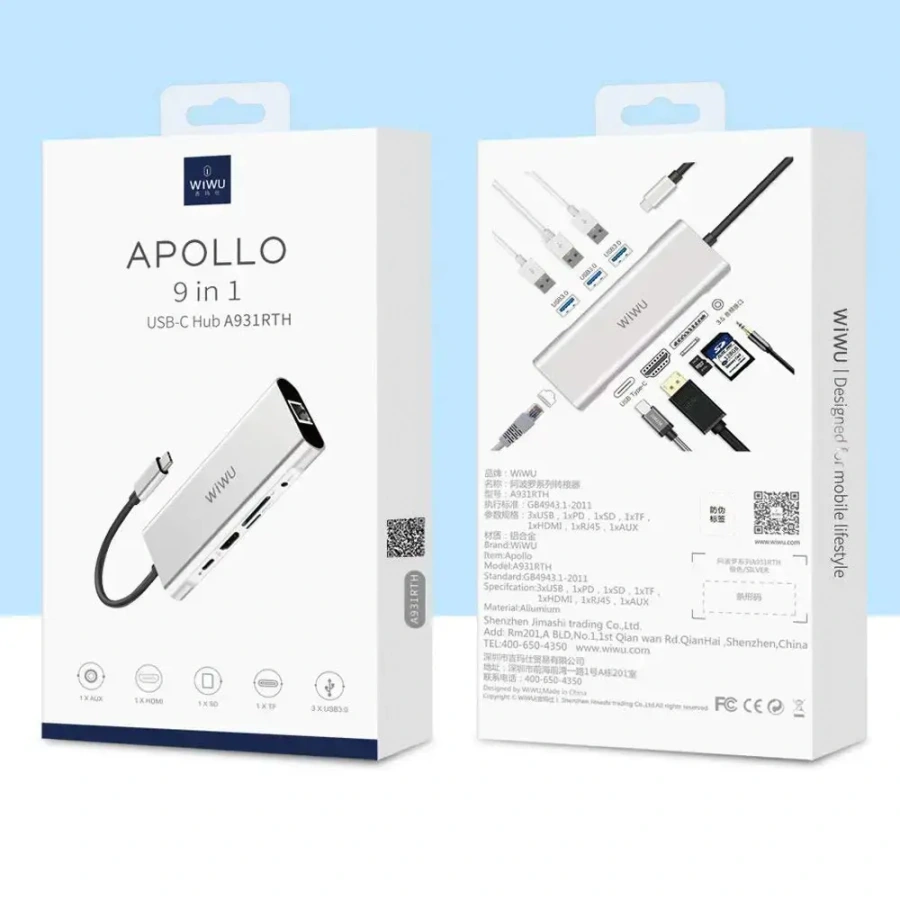 WiWU Apollo A931HRT 7 in 1 USB-C Hub Gray
