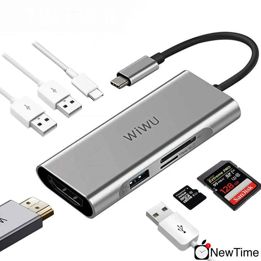WiWU Apollo A731TH 7 in 1 USB-C Hub Silver