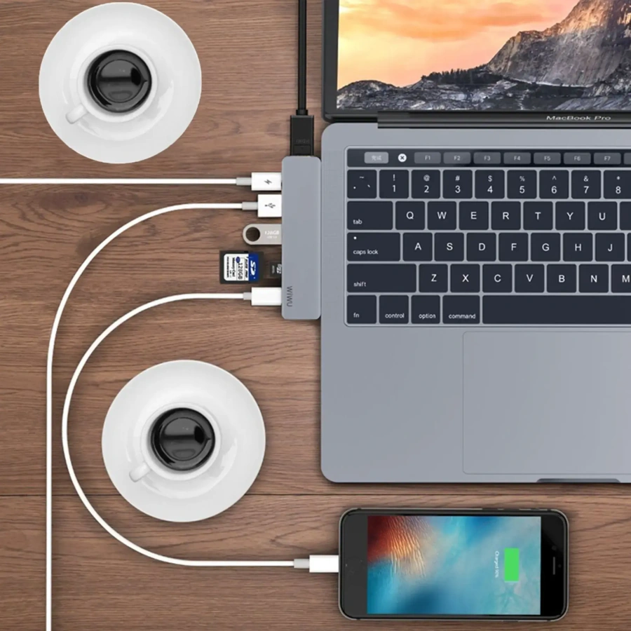 WiWU T8 7 in 1 USB-C Hub Gray