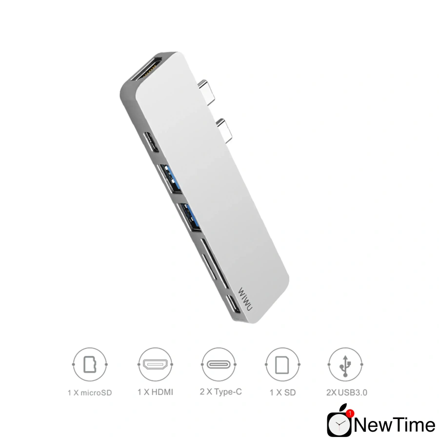 WiWU T8 7 in 1 USB-C Hub Gray