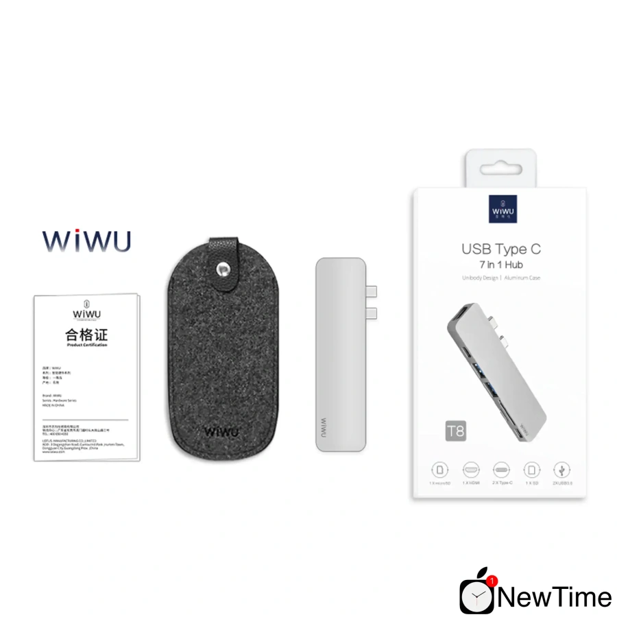 WiWU T8 7 in 1 USB-C Hub Gray