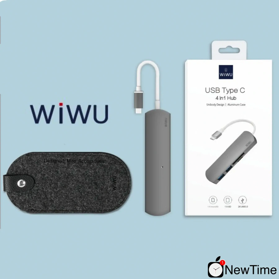 WiWU T2 4 in 1 USB-C Hub Gray