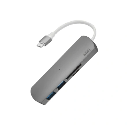 WiWU T2 4 in 1 USB-C Hub Gray