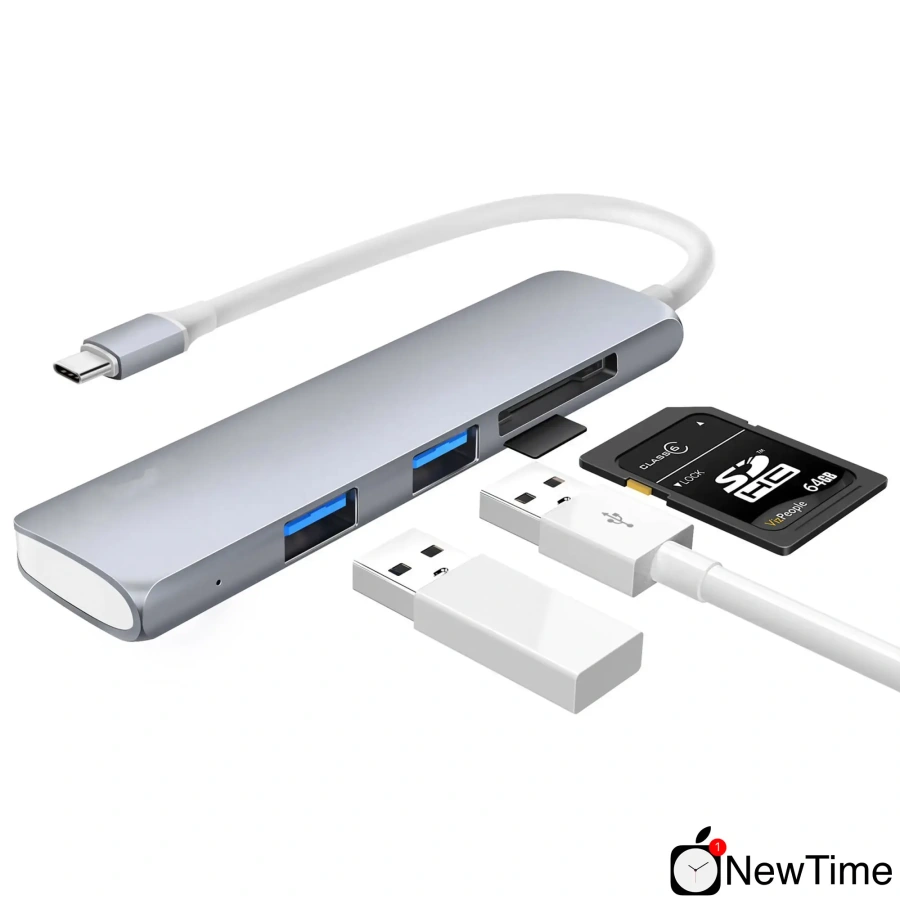 WiWU T2 4 in 1 USB-C Hub Silver