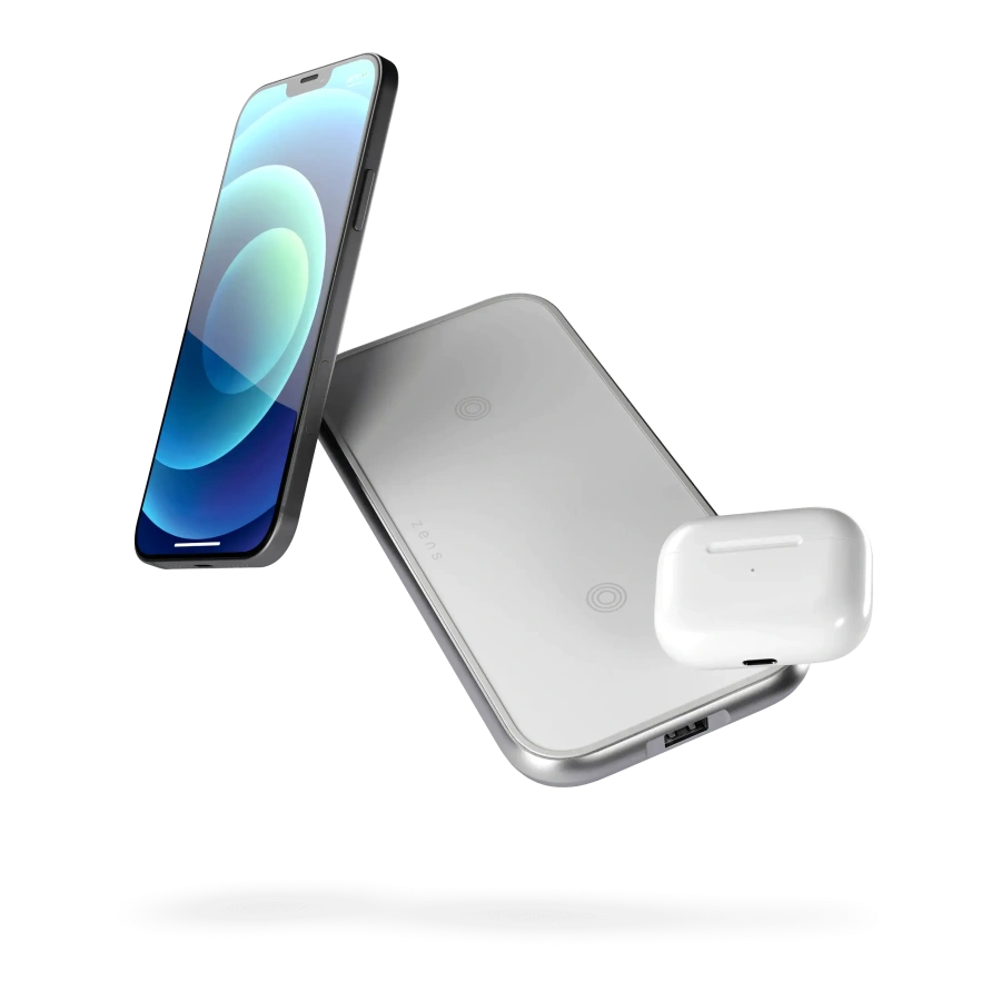 Zens Dual Aluminium Wireless Charger White with 30W USB-C PD Wall Charger (ZEDC10W/00)