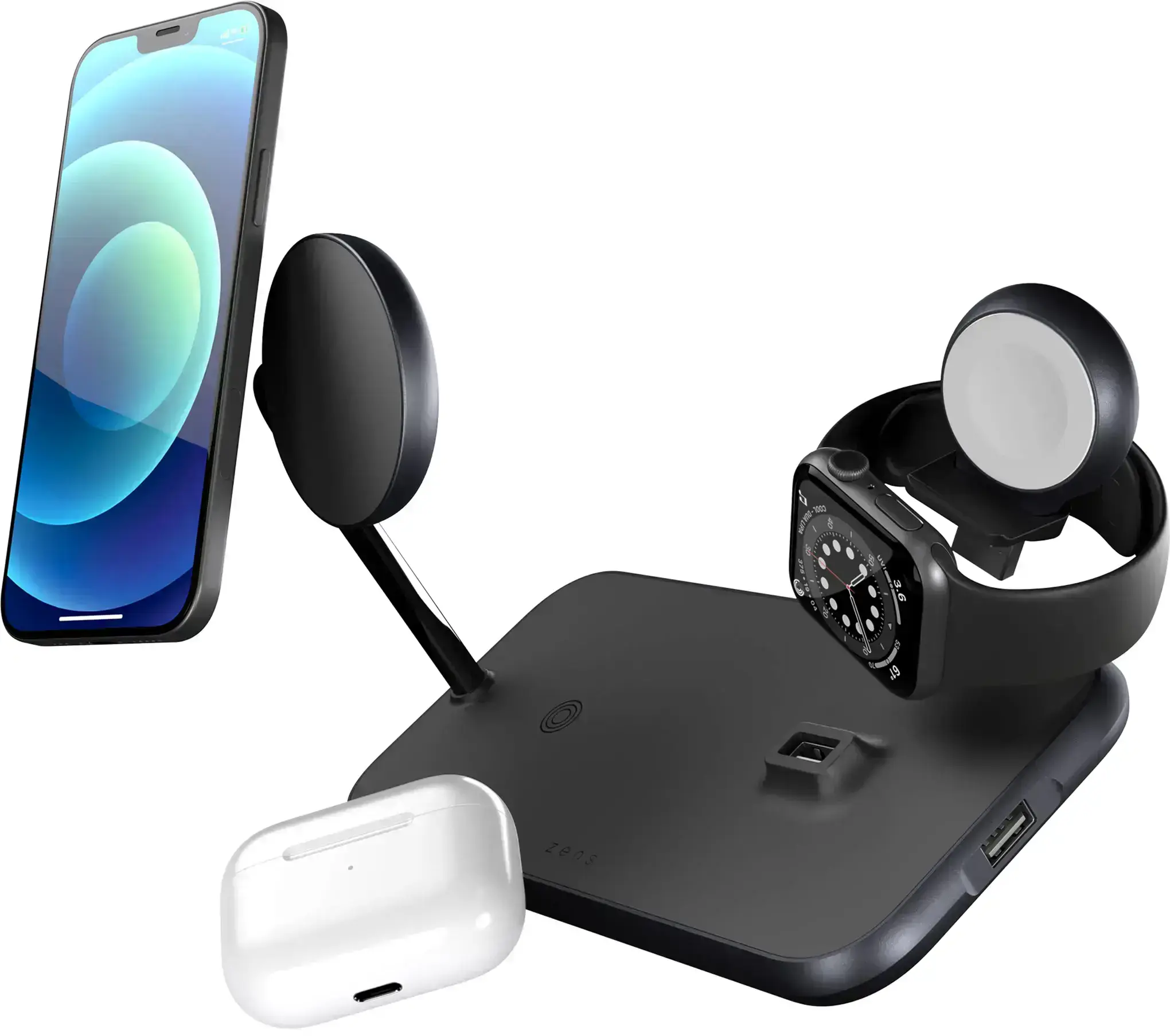 Zens Magnetic + Watch Aluminium Wireless Charger Black with 30W USB-C PD Wall Charger (ZEDC18B/00)