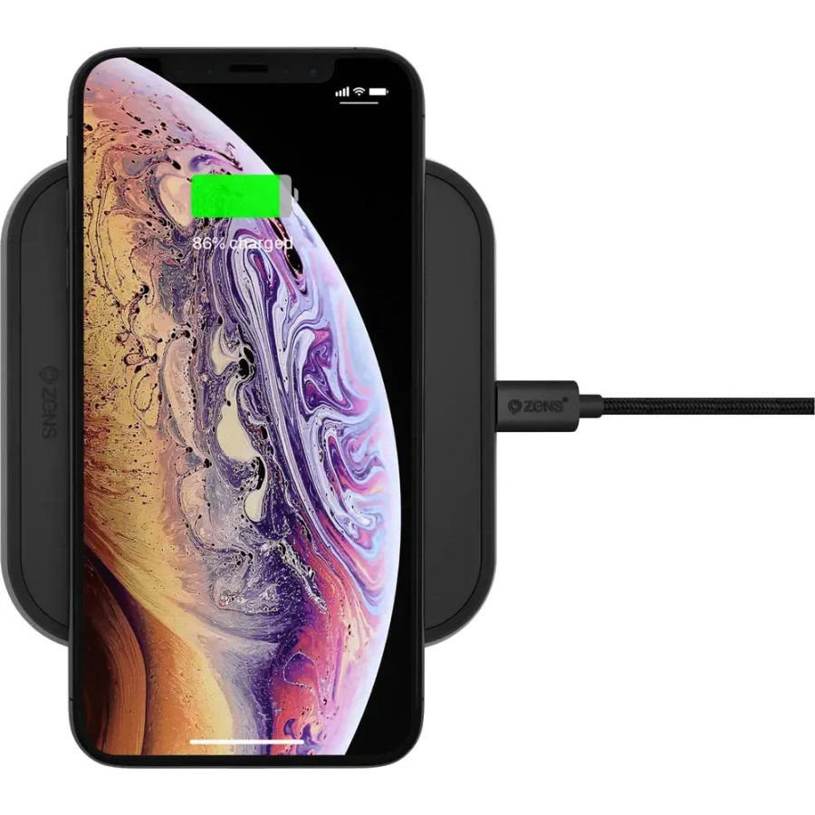 Zens Single Aluminium Wireless Charger Black with 18W USB-C PD Wall Charger (ZESC14B/00)