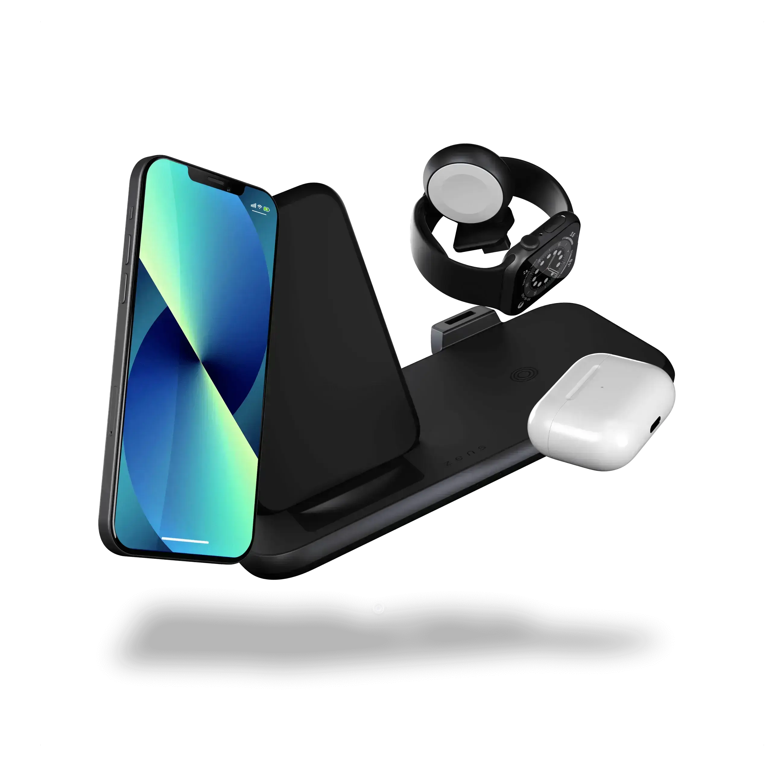 Zens Stand + Watch 4 in 1 Aluminium Wireless Charger Black with 45W USB-C PD Wall Charger (ZEDC15B/00)