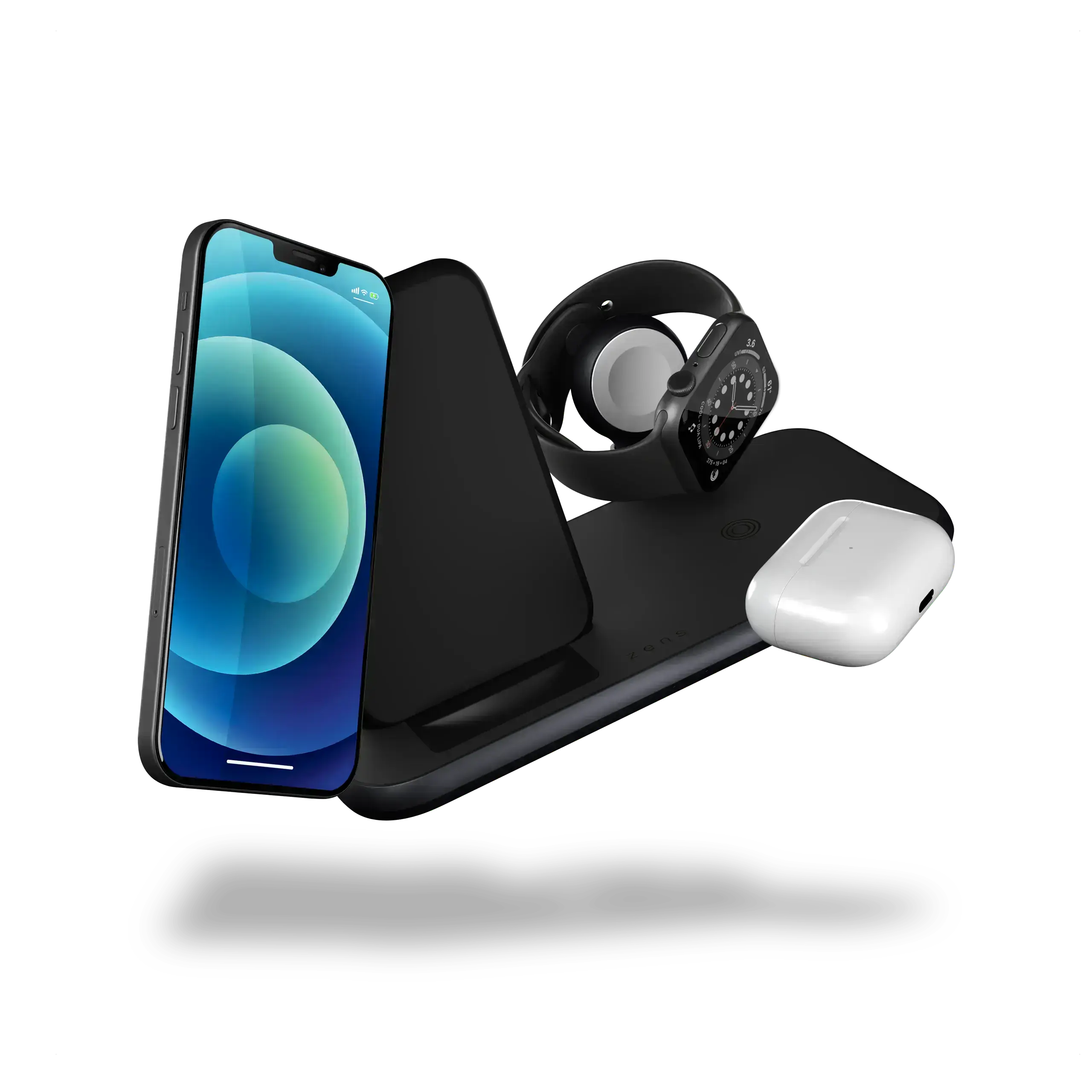 Zens Stand + Watch 4 in 1 Aluminium Wireless Charger Black with 45W USB-C PD Wall Charger (ZEDC15B/00)