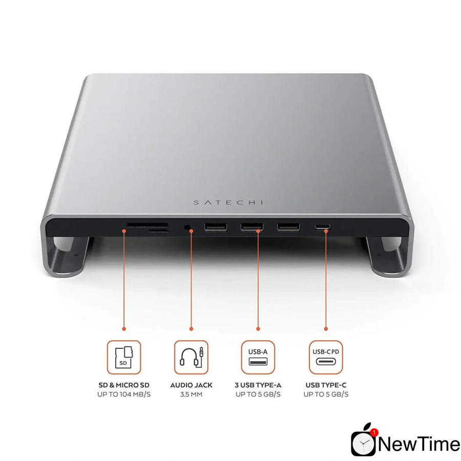 Satechi Aluminum Monitor Stand Hub Space Gray for iMac (ST-AMSHM)