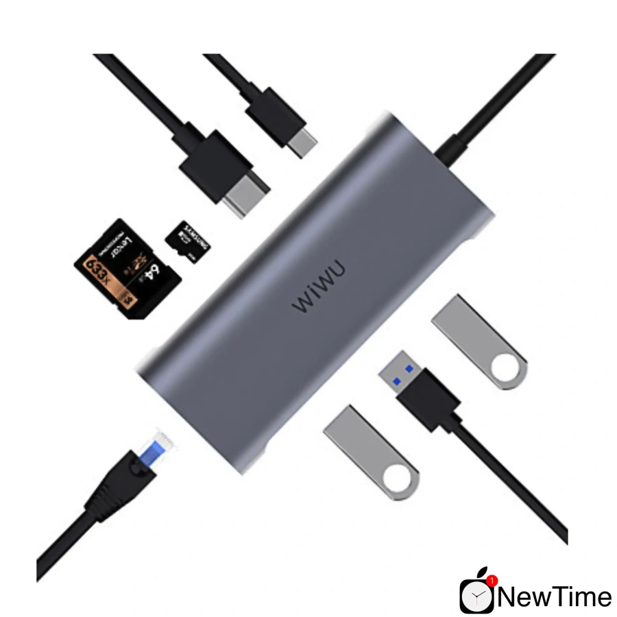 WiWU Alpha A831HRT 8 in 1 USB-C Hub Gray