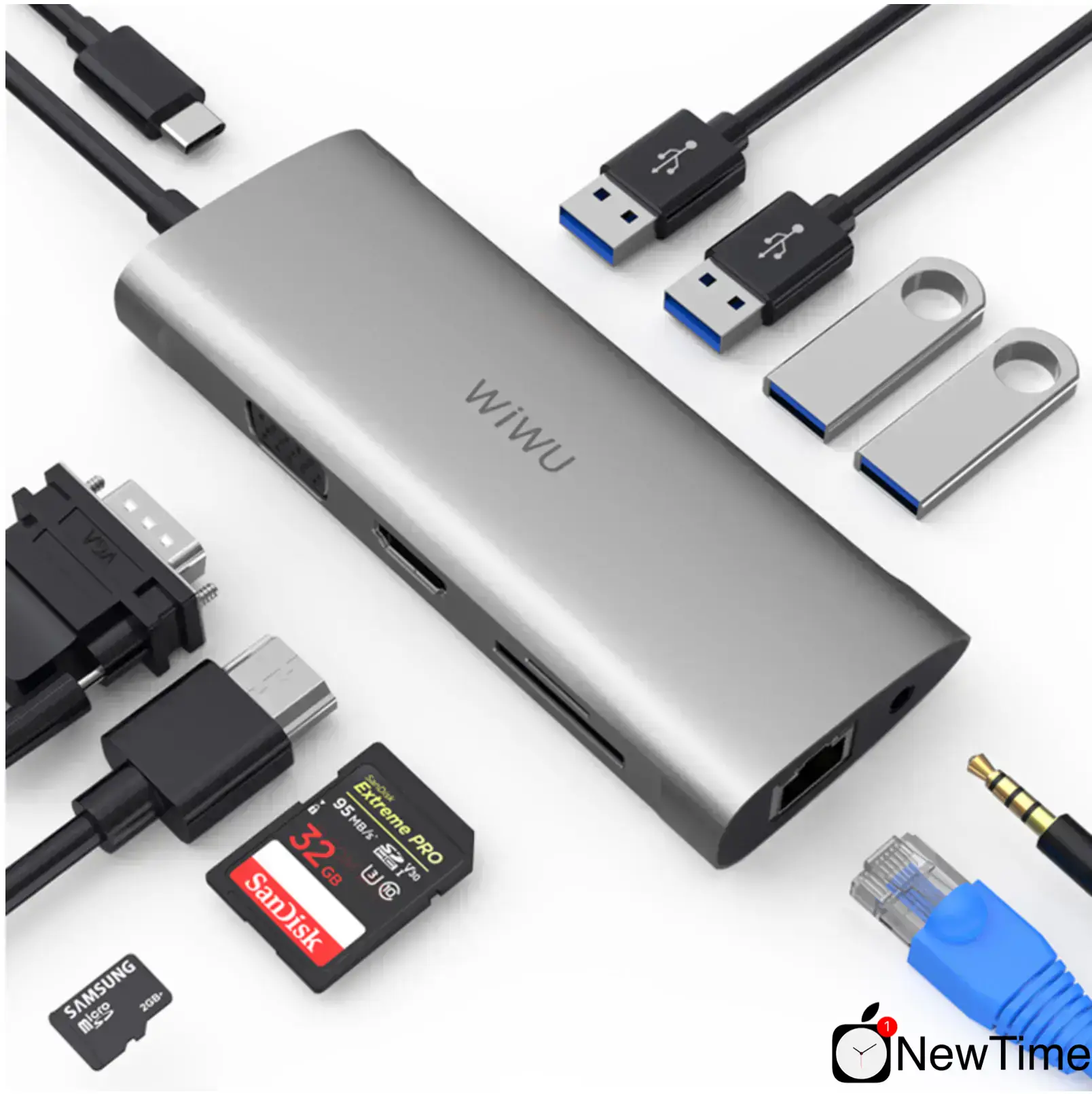 WiWU Alpha A11 11 in 1 USB-C Hub Gray