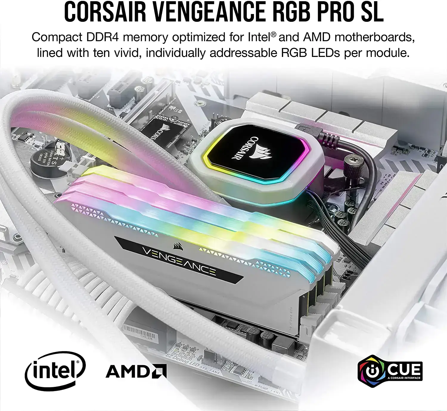 Оперативна пам'ять Corsair Vengeance RGB Pro SL 32 GB (2x16GB) DDR4 3600 MHz (CMH32GX4M2D3600C18W)