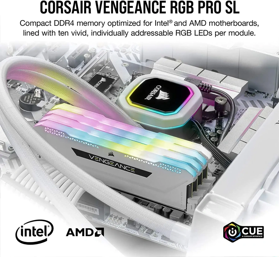 Оперативная память Corsair Vengeance RGB Pro SL 32 GB (2x16GB) DDR4 3600 MHz (CMH32GX4M2D3600C18W)