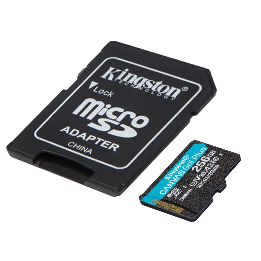 Карта пам'яті Kingston MicroSDXC 256GB Canvas Go! Plus Class 10 UHS-I U3 V30 A2 + SD-адаптер (SDCG3/256GB)