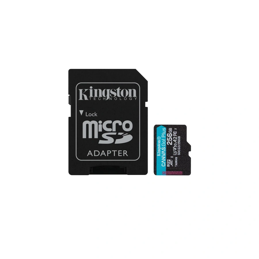 Карта пам'яті Kingston MicroSDXC 256GB Canvas Go! Plus Class 10 UHS-I U3 V30 A2 + SD-адаптер (SDCG3/256GB)