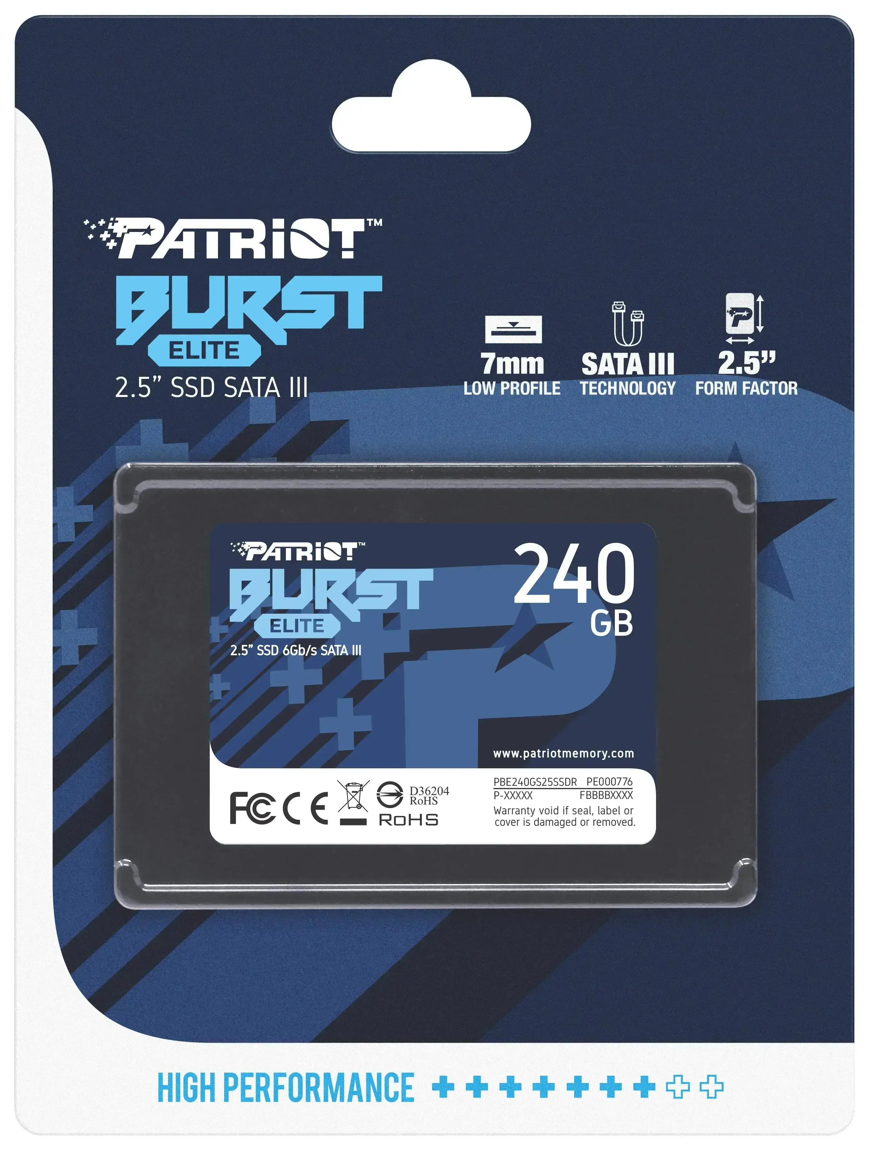 SSD накопитель PATRIOT Burst Elite 240 GB (PBE240GS25SSDR)