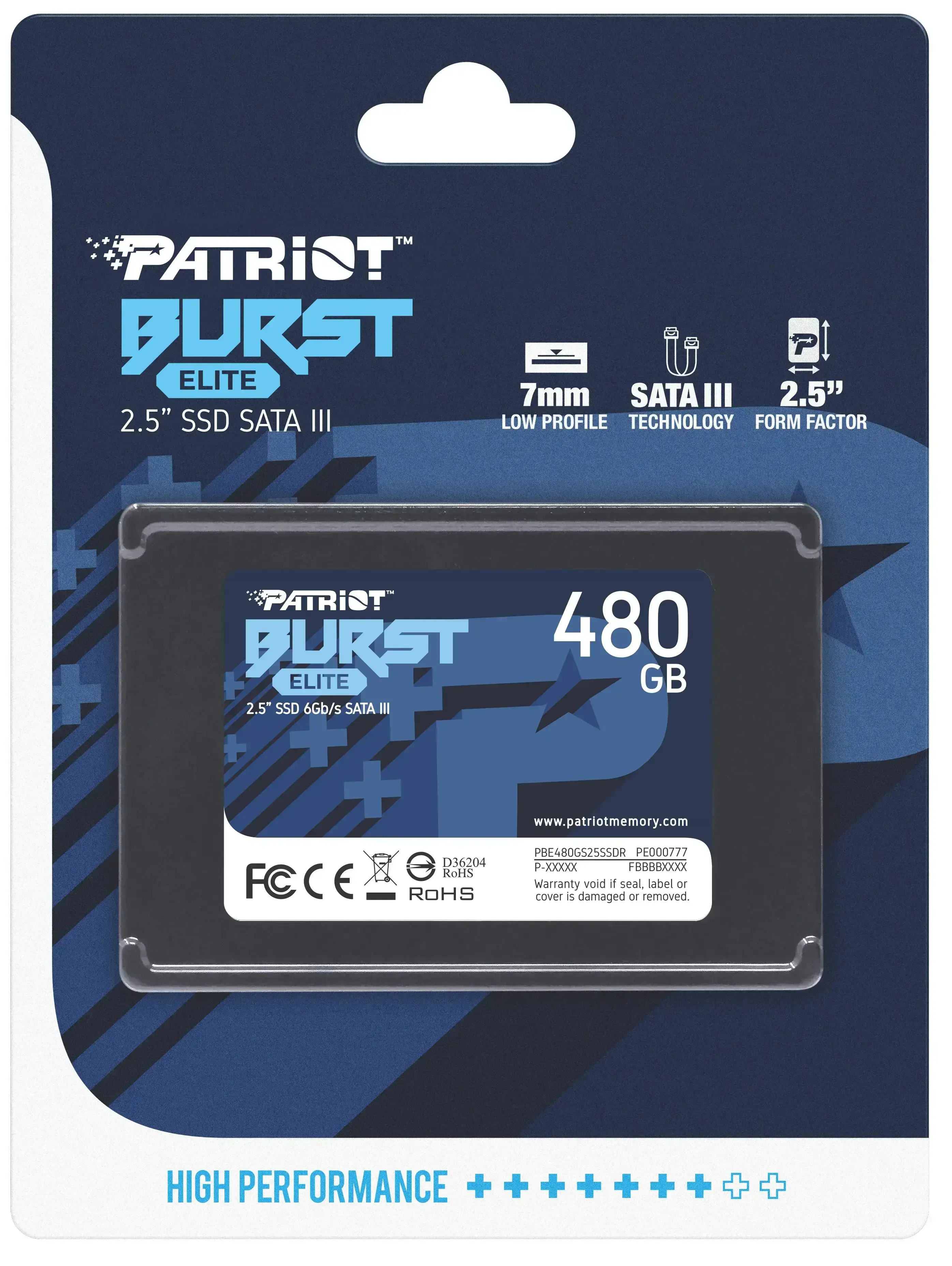 SSD накопитель PATRIOT Burst Elite 480 GB (PBE480GS25SSDR)