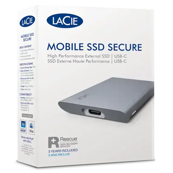 SSD накопитель LaCie 2TB Mobile SSD Secure USB-C Drive (STKH2000800)