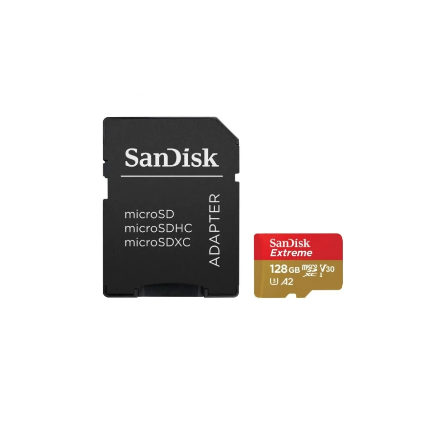 Карта пам'яті microSDXC [UHS-1 U3] SanDisk Extreme Action 128Gb class 10 A2 V30 [R190MB/s] (SDSQXAA-128G-GN6MA)