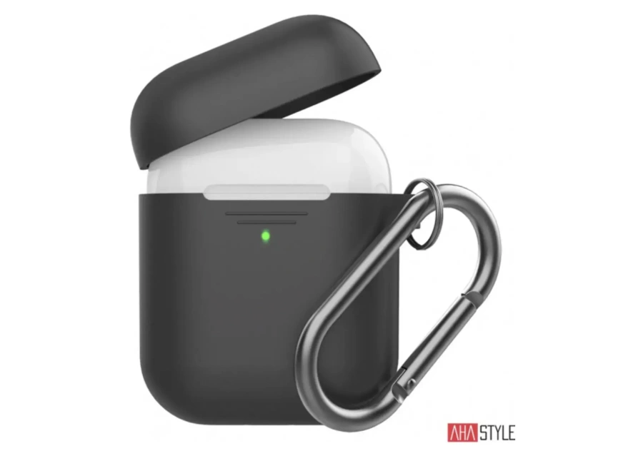 Чехол AHASTYLE дуо с карабином для Apple AirPods - Black (AHA-02060-BLK)