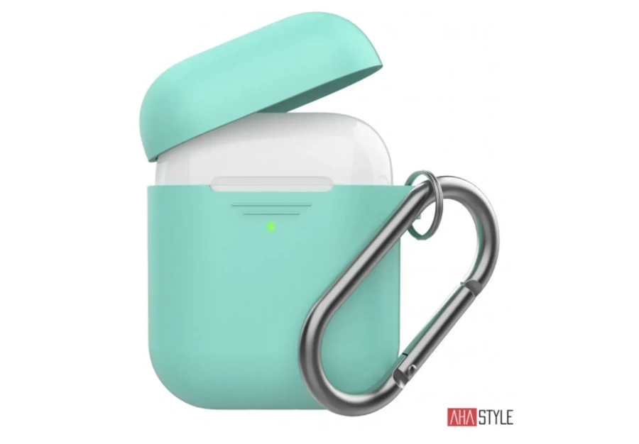 Чохол AHASTYLE дуо ​​з карабіном для Apple AirPods - Mint Green (AHA-02060-MGR)