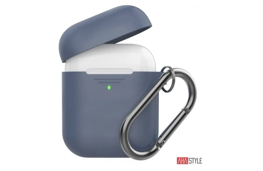 Чохол AHASTYLE дуо ​​з карабіном для Apple AirPods - Navy Blue (AHA-02060-NBL)