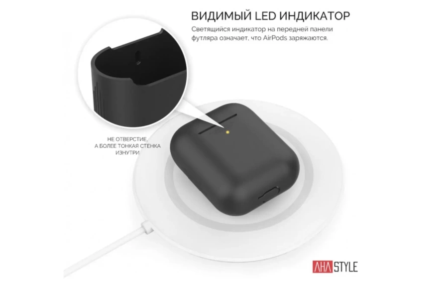 Чохол AHASTYLE дуо ​​для Apple AirPods - Black (AHA-02020-BLK)