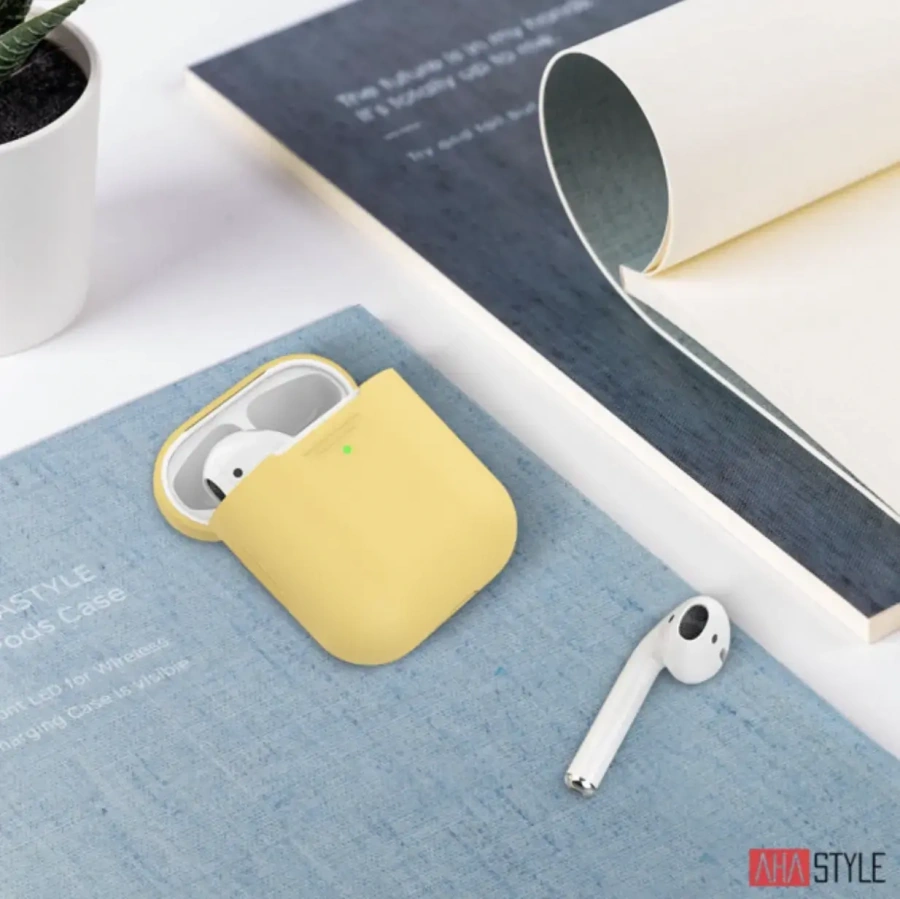 Чехол AHASTYLE дуо для Apple AirPods - Yellow (AHA-02020-YLW)