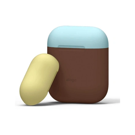 Elago Duo Case Dark Brown/Pastel Blue/Yellow for Airpods (EAPDO-DBR-YEPBL)