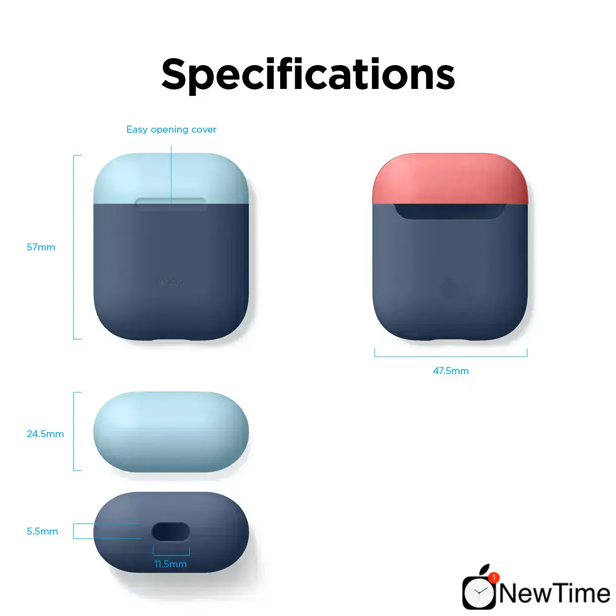 Elago Duo Case Jean Indigo / Pastel Blue / Italian Rose for Airpods (EAPDO-JIN-PBLIR)