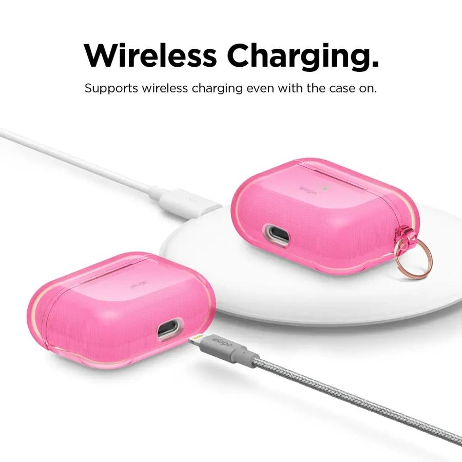 Elago Clear Case for Airpods Pro - Neon Hot Pink (EAPPCL-HANG-NHPK)