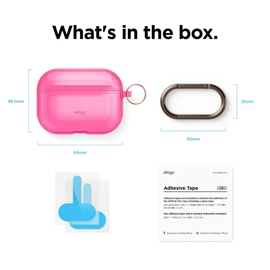 Elago Clear Case for Airpods Pro - Neon Hot Pink (EAPPCL-HANG-NHPK)