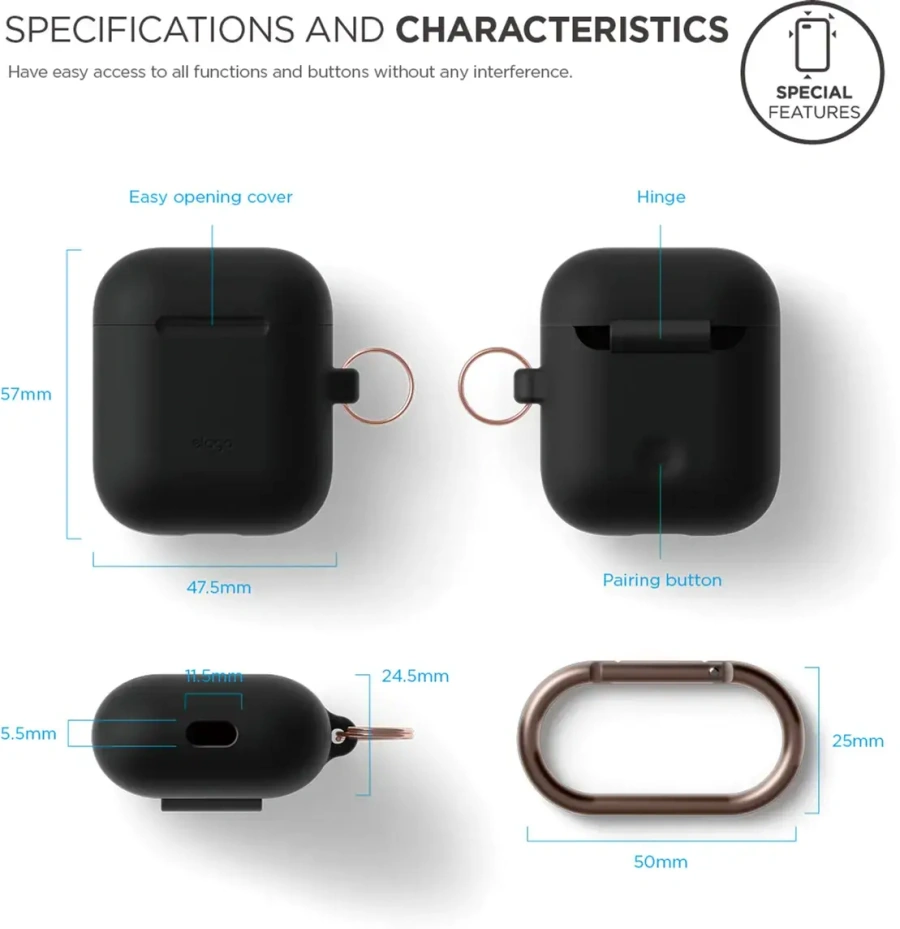 Elago Hang Silicone Case Black for Airpods (EAPSC-HANG-BK)
