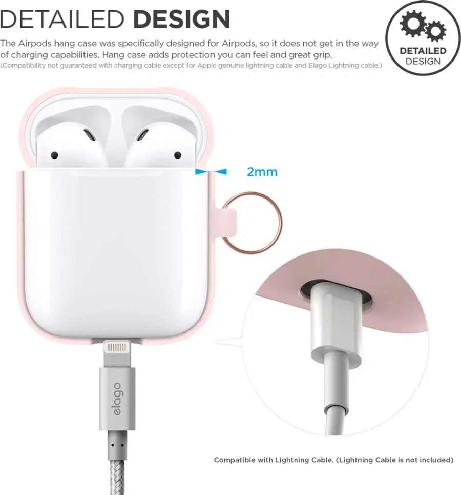 Elago Hang Silicone Case Pink for Airpods (EAPSC-HANG-PK)