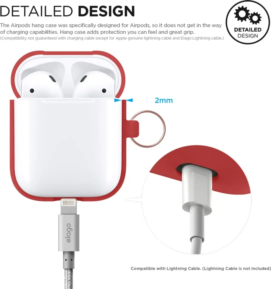 Elago Hang Silicone Case Red for Airpods (EAPSC-HANG-RD)