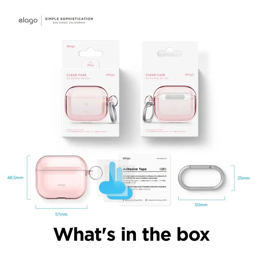 Elago Clear Case for Airpods 3 - Lovely Pink (EAP3CL-HANG-LPK)