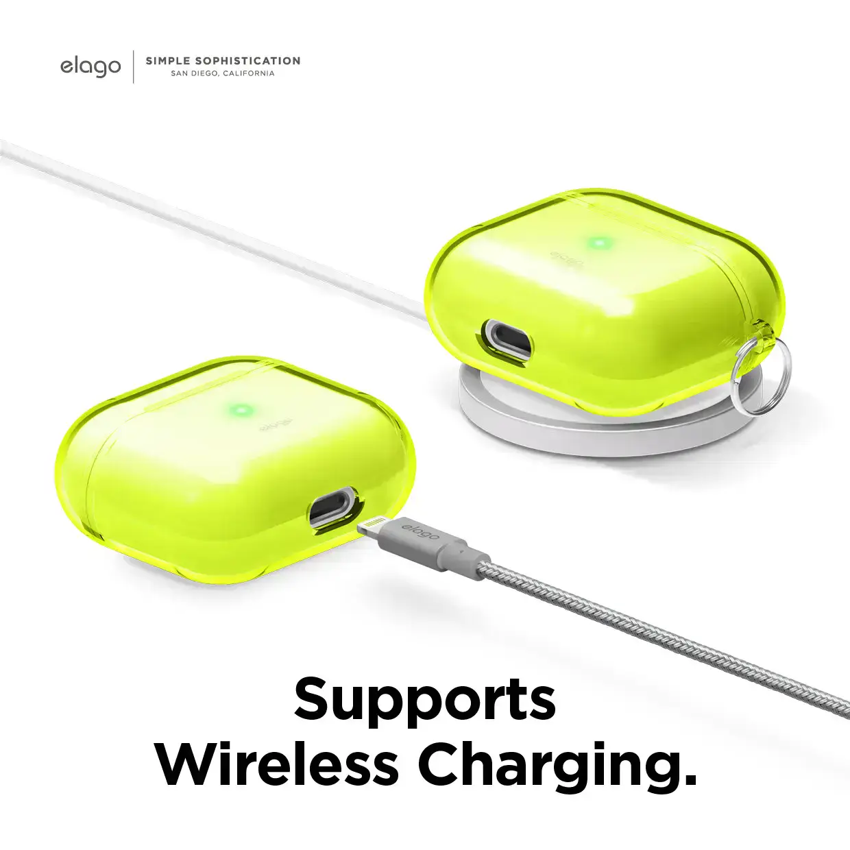 Elago Clear Case for Airpods 3 - Neon Yellow (EAP3CL-HANG-NYE)