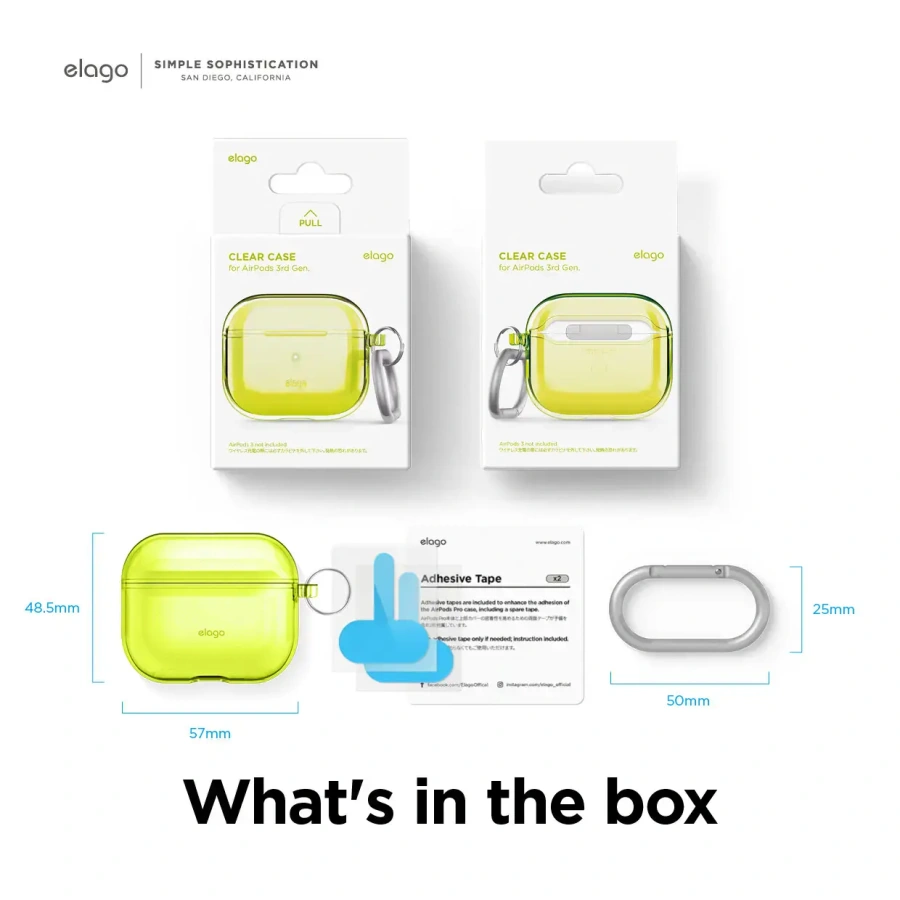Elago Clear Case for Airpods 3 - Neon Yellow (EAP3CL-HANG-NYE)