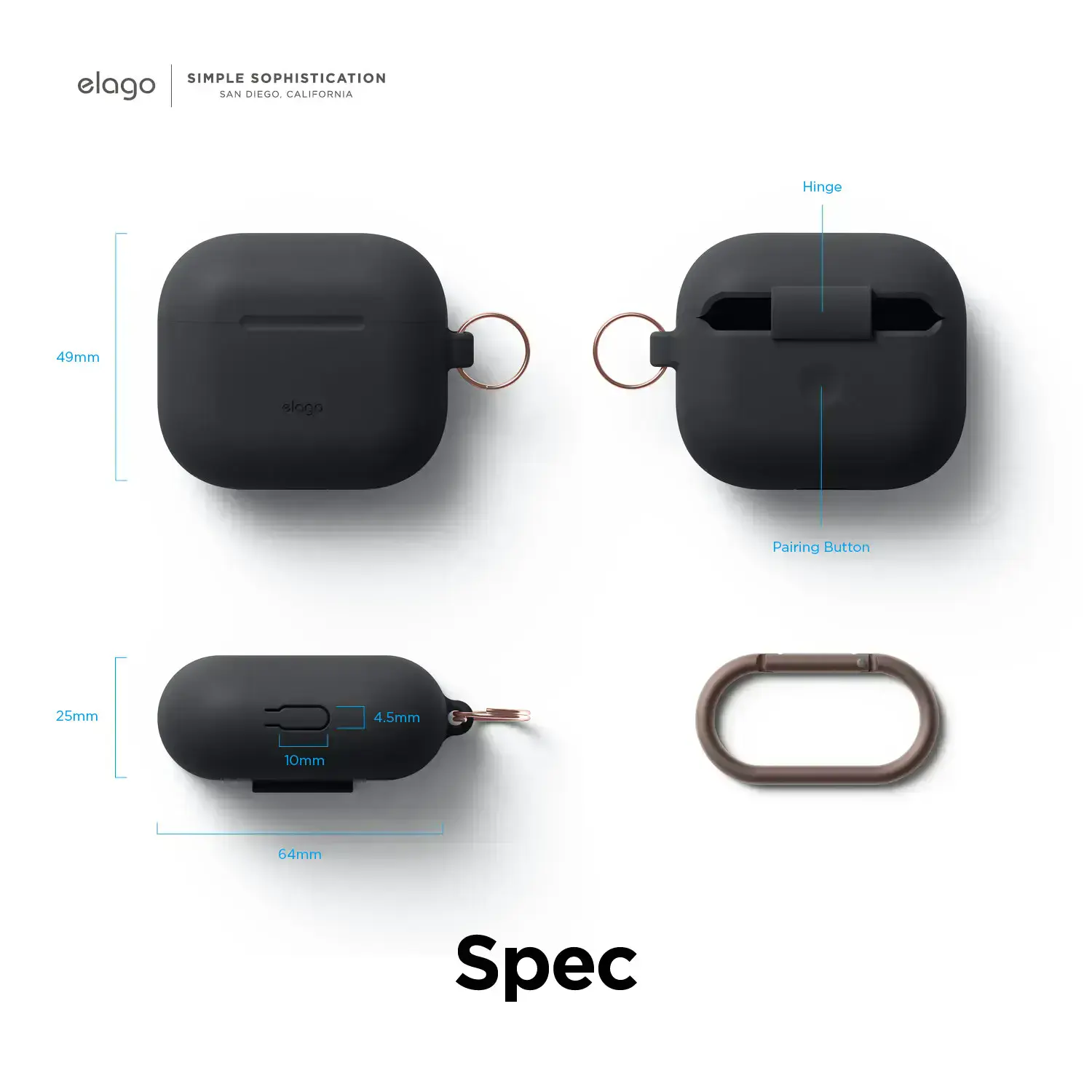 Elago Hang Silicone Case for Airpods 3 - Black (EAP3HG-HANG-BK)