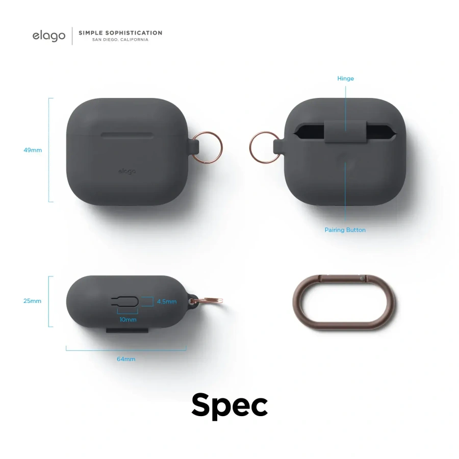 Elago Hang Silicone Case for Airpods 3 - Dark Grey (EAP3HG-HANG-DGY)
