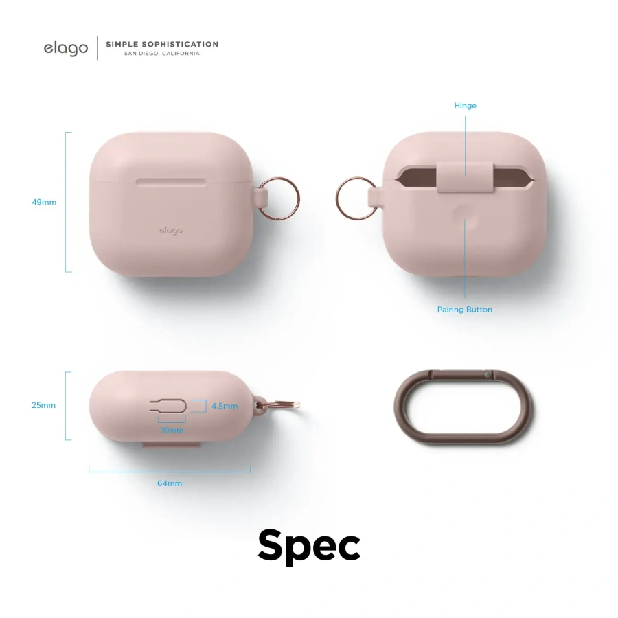 Elago Hang Silicone Case for Airpods 3 - Sand Pink (EAP3HG-HANG-SPK)