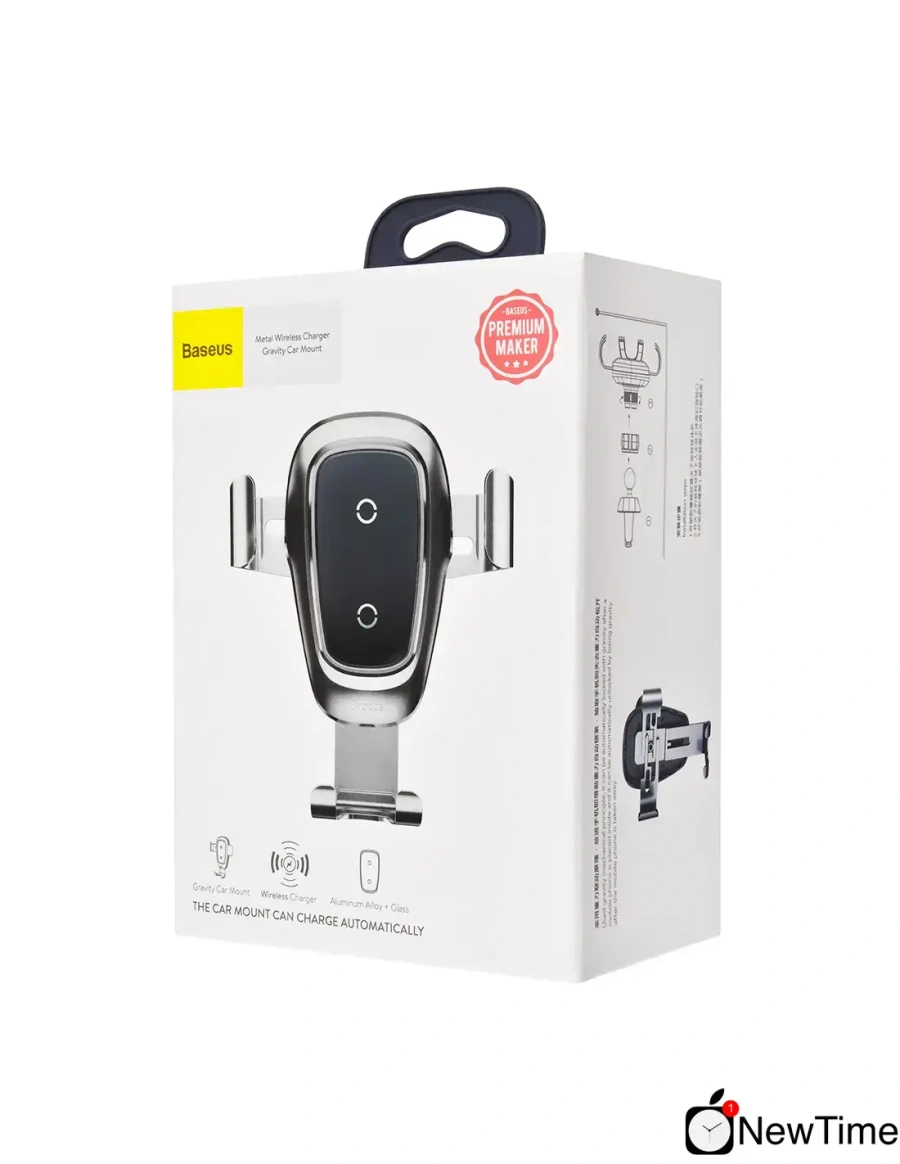 Автомобильный держатель с беспроводной зарядкой для смартфона Baseus Metal Wireless Charger Gravity Car Mount Black (WXYL-B0S)